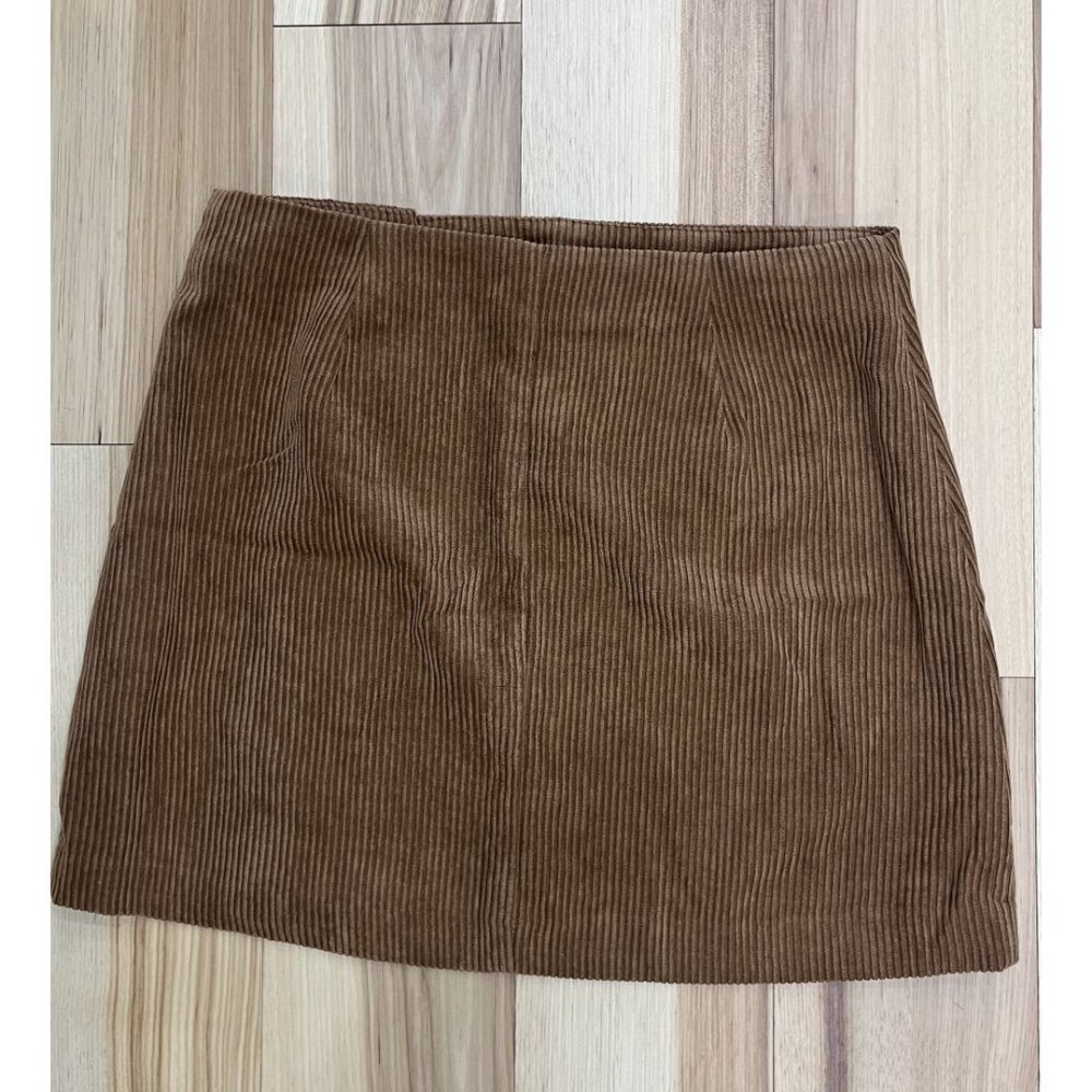 Wild Honey Brown Corduroy Mini Skirt With Button Detail Size S - Picture 3 of 3